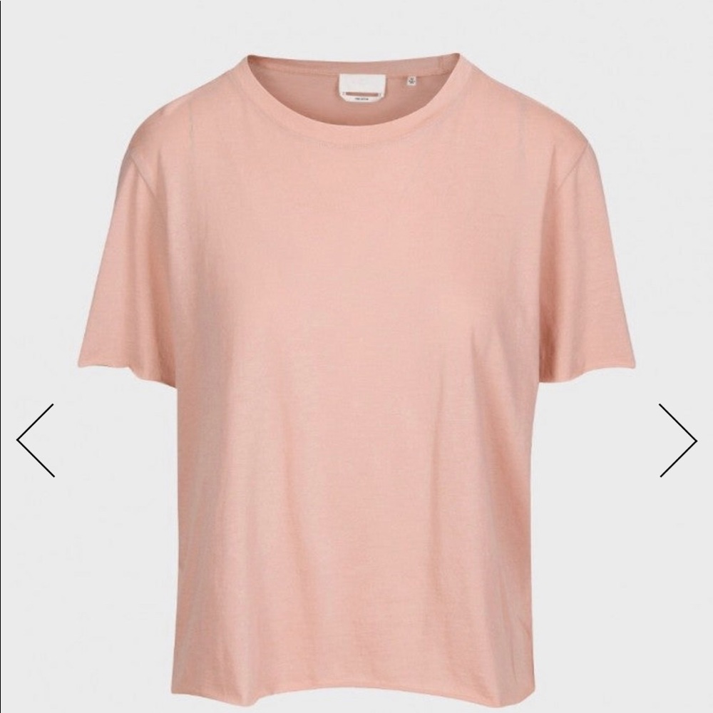 NWT 7 for all mankind raw edge tee sz S blush